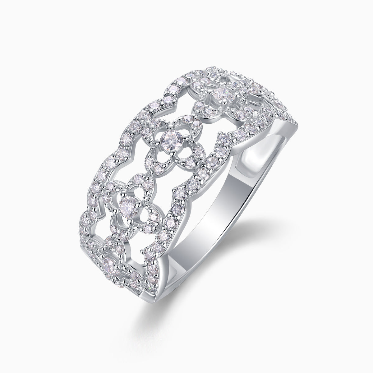 Hollow Round Moissanite Band Ring - Ceerom
