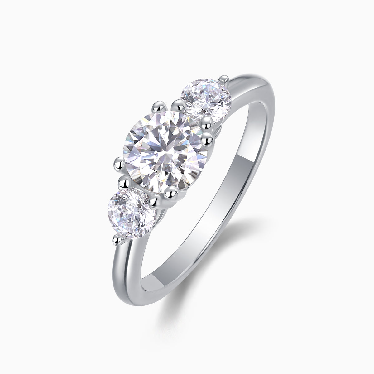 Three Stone Round Cut Engagement Ring - Ceerom