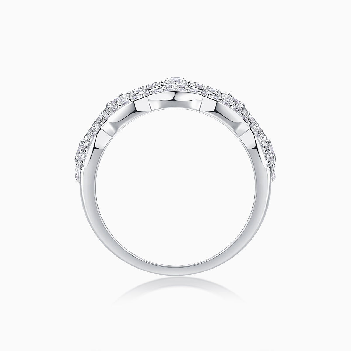 Hollow Round Moissanite Band Ring - Ceerom