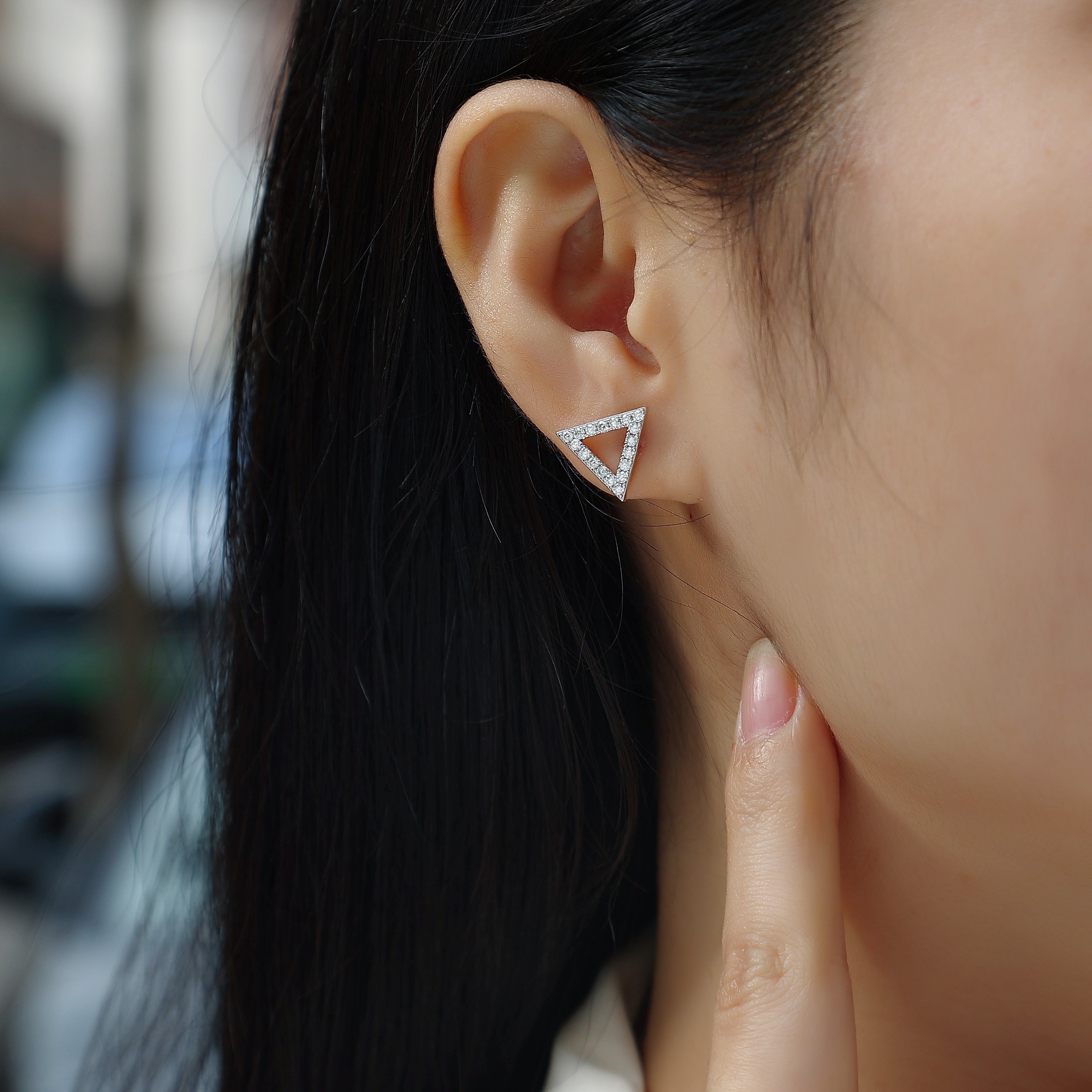 Triangle Geometric Moissanite Stud Earrings - Ceerom