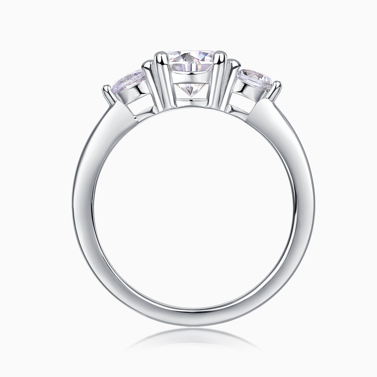 Three Stone Round Cut Engagement Ring - Ceerom