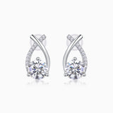 Crossed Drop Moissanite Stud Earring