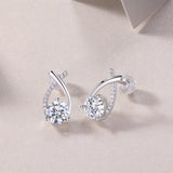 Crossed Drop Moissanite Stud Earring