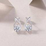 Crossed Drop Moissanite Stud Earring