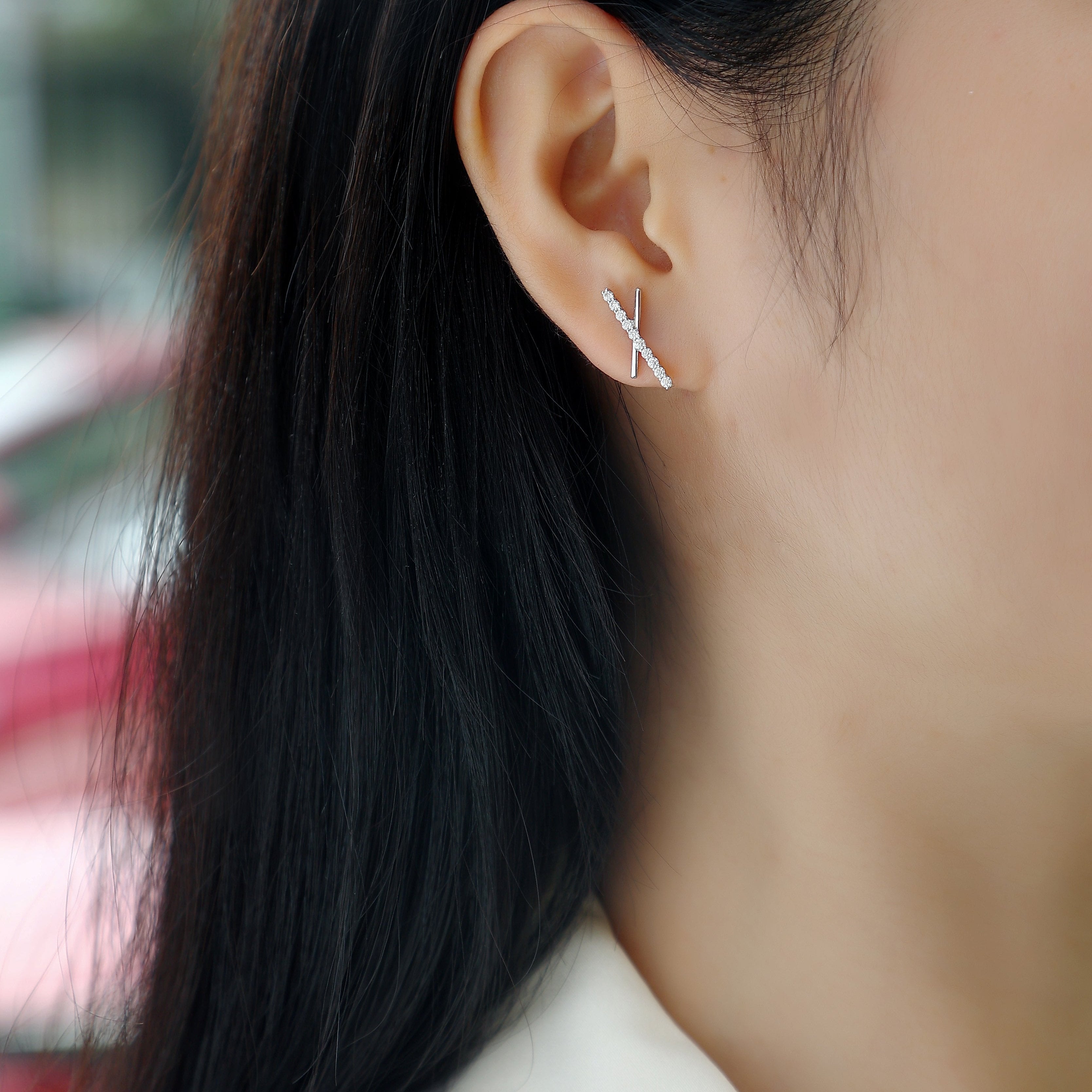 Moissanite  Letter X Stud Earrings - Ceerom