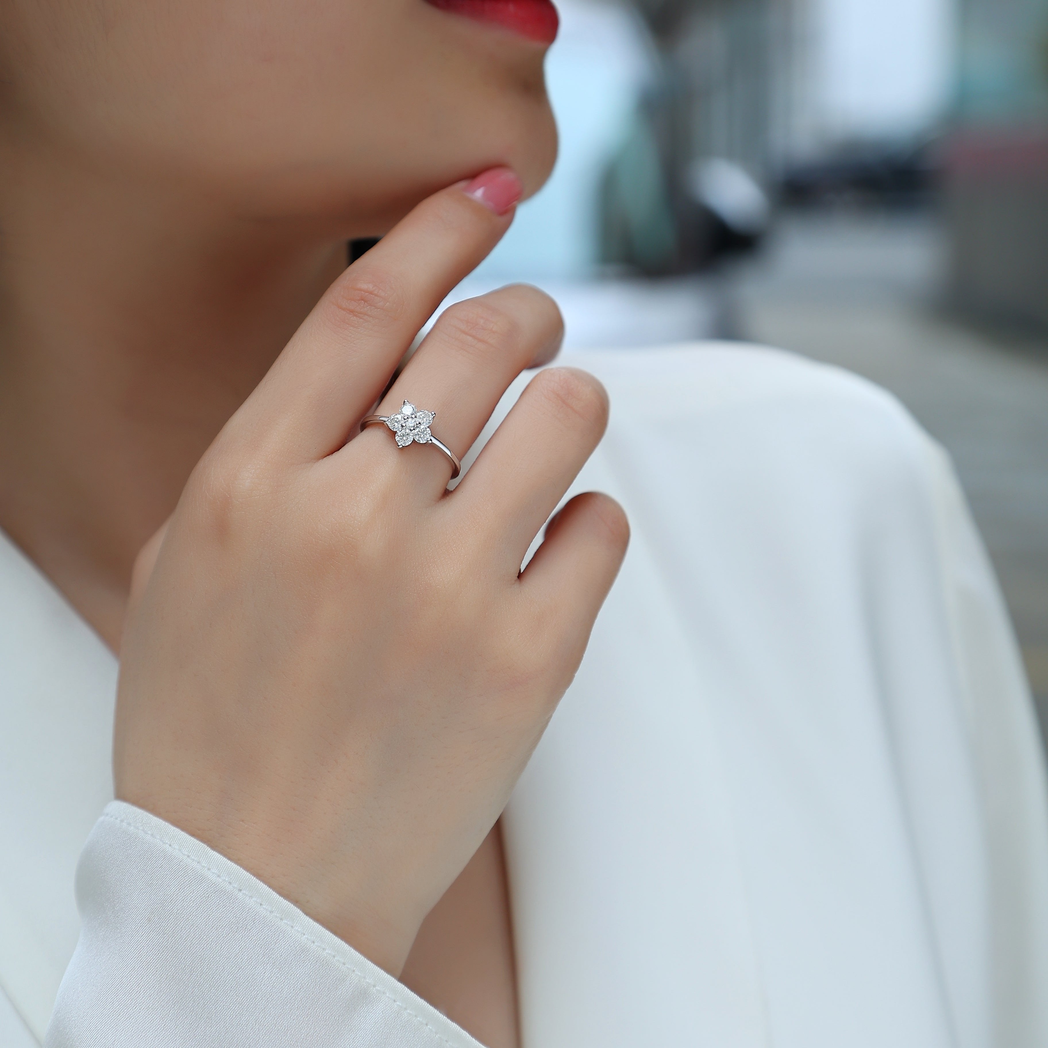 Seven Stone Moissanite Cluster Ring - Ceerom