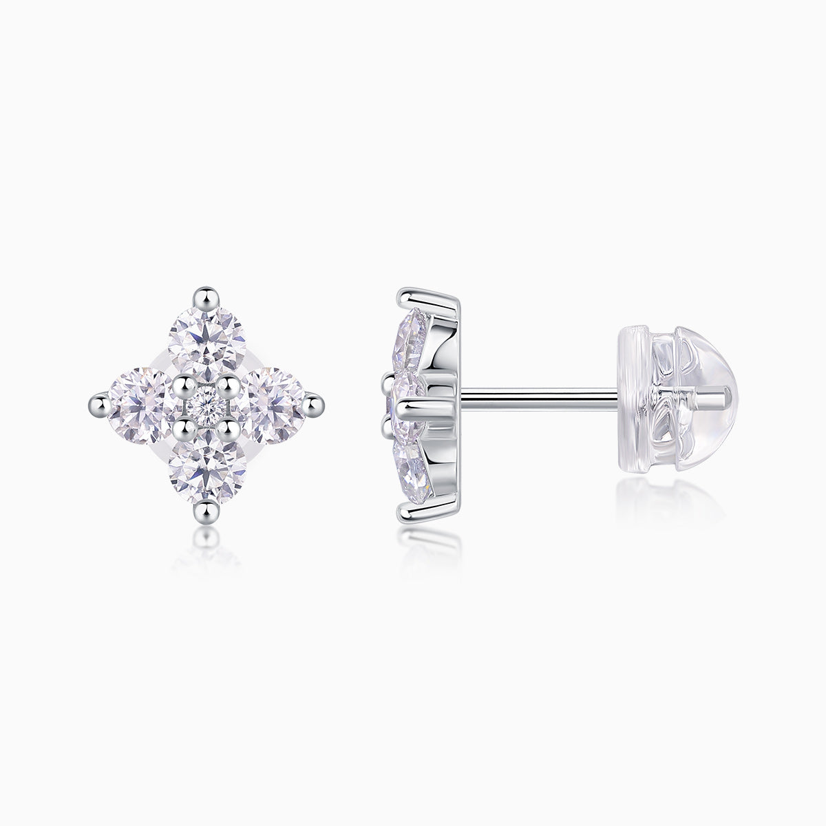 Moissanite Flower Pave Stud Earrings - Ceerom