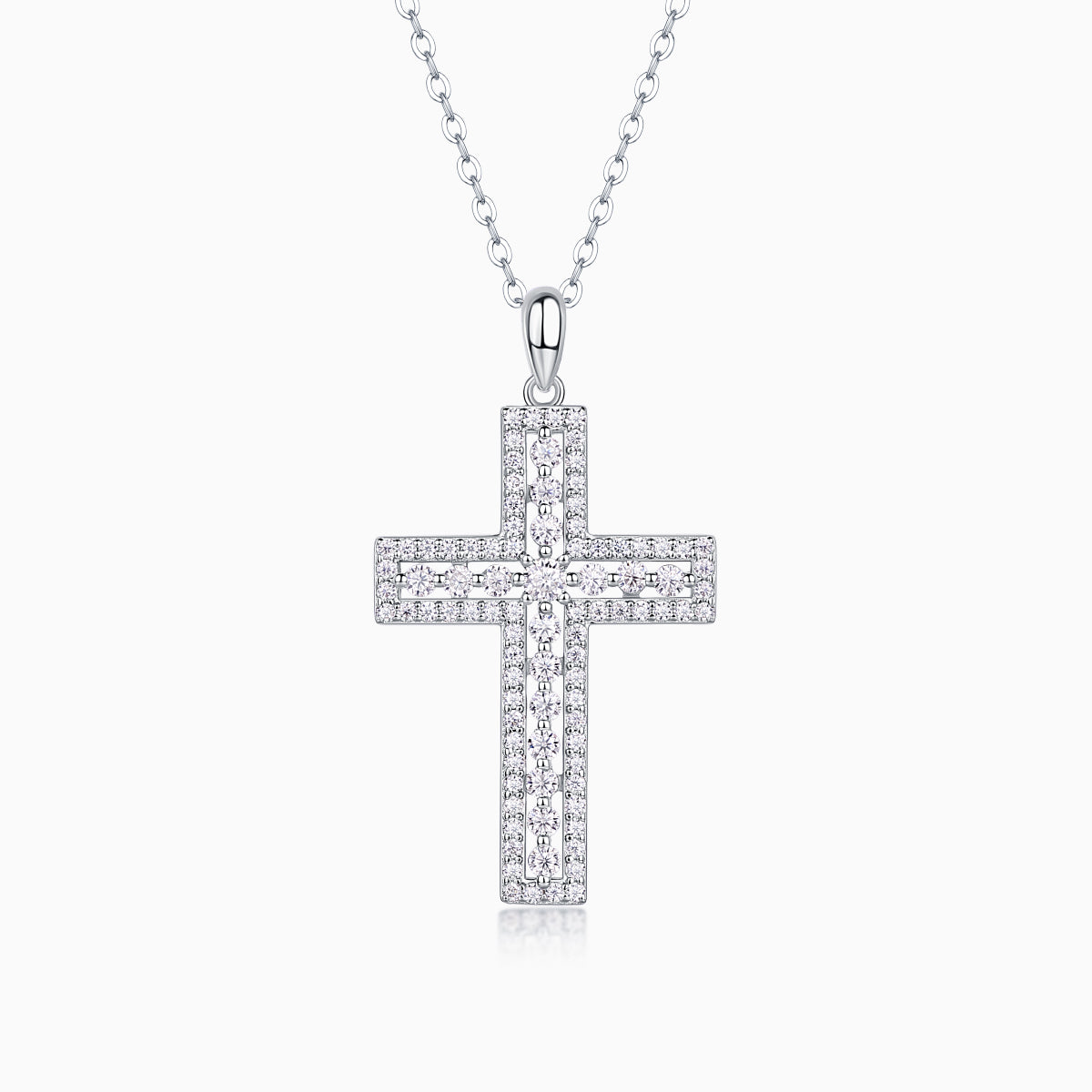 Round Moissanite Cross Pendant Necklace - Ceerom