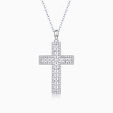 Round Moissanite Cross Pendant Necklace - Ceerom