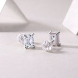 Emerald Cut Moissanite Stud Earrings