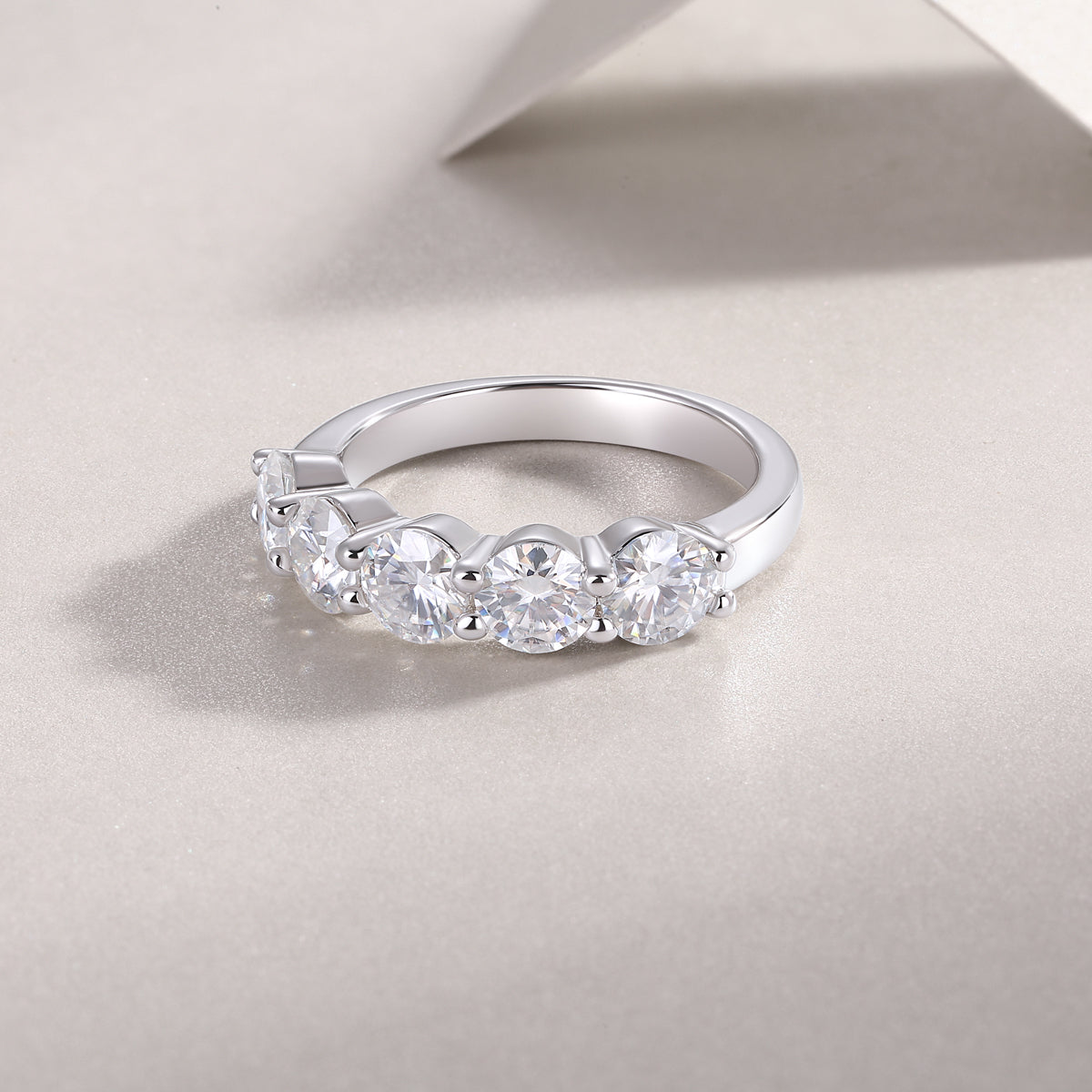 5 Stone Moissanite Wedding Band Ring - Ceerom