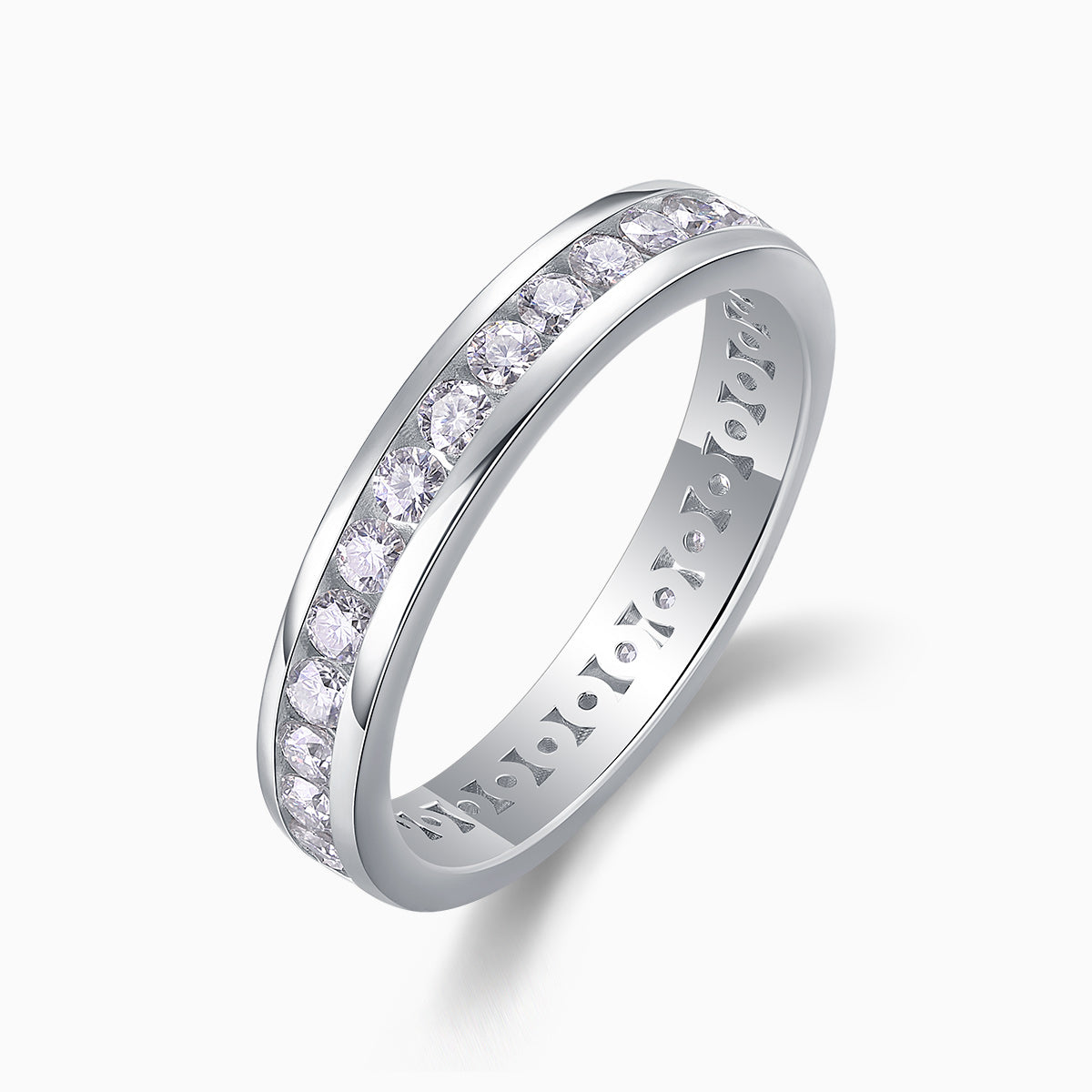 Round Moissanite Wedding Band Eternity Ring - Ceerom