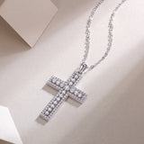 Round Moissanite Cross Pendant Necklace - Ceerom