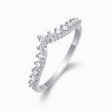 Moissanite Curved Silver Band Ring - Ceerom