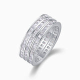 Triple Row Moissanile Wide Band Ring