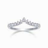 Moissanite Curved Silver Band Ring - Ceerom