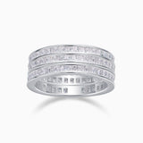 Triple Row Moissanile Wide Band Ring