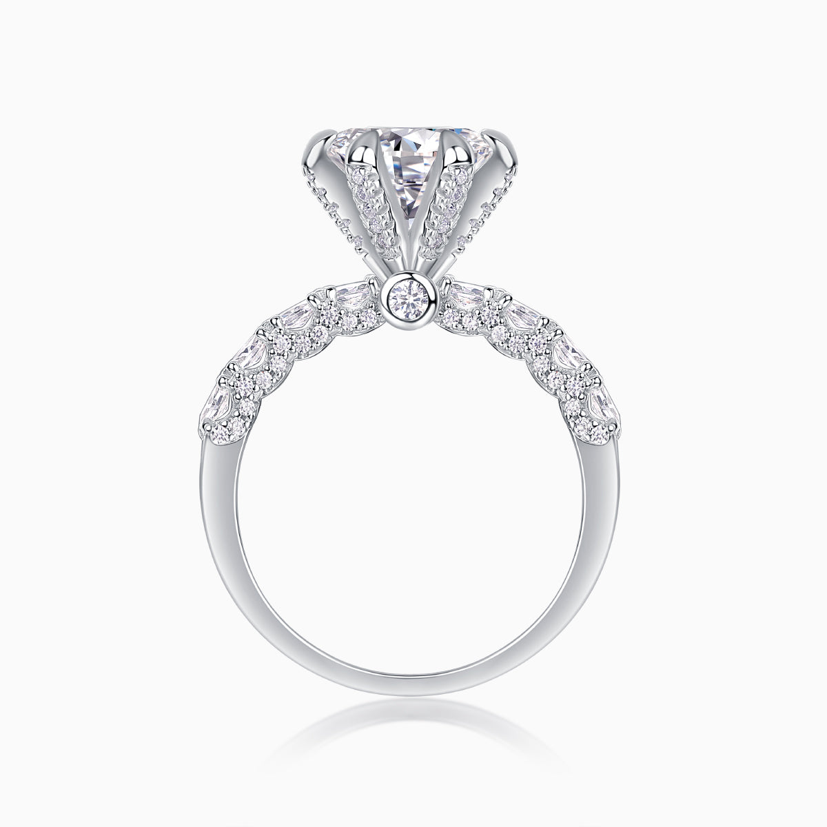 Pave Six Claw Round Moissanite Engagement Ring - Ceerom