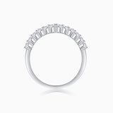 Moissanite Curved Silver Band Ring - Ceerom