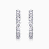 Single Paved Round Moissanite Hoop Earrings