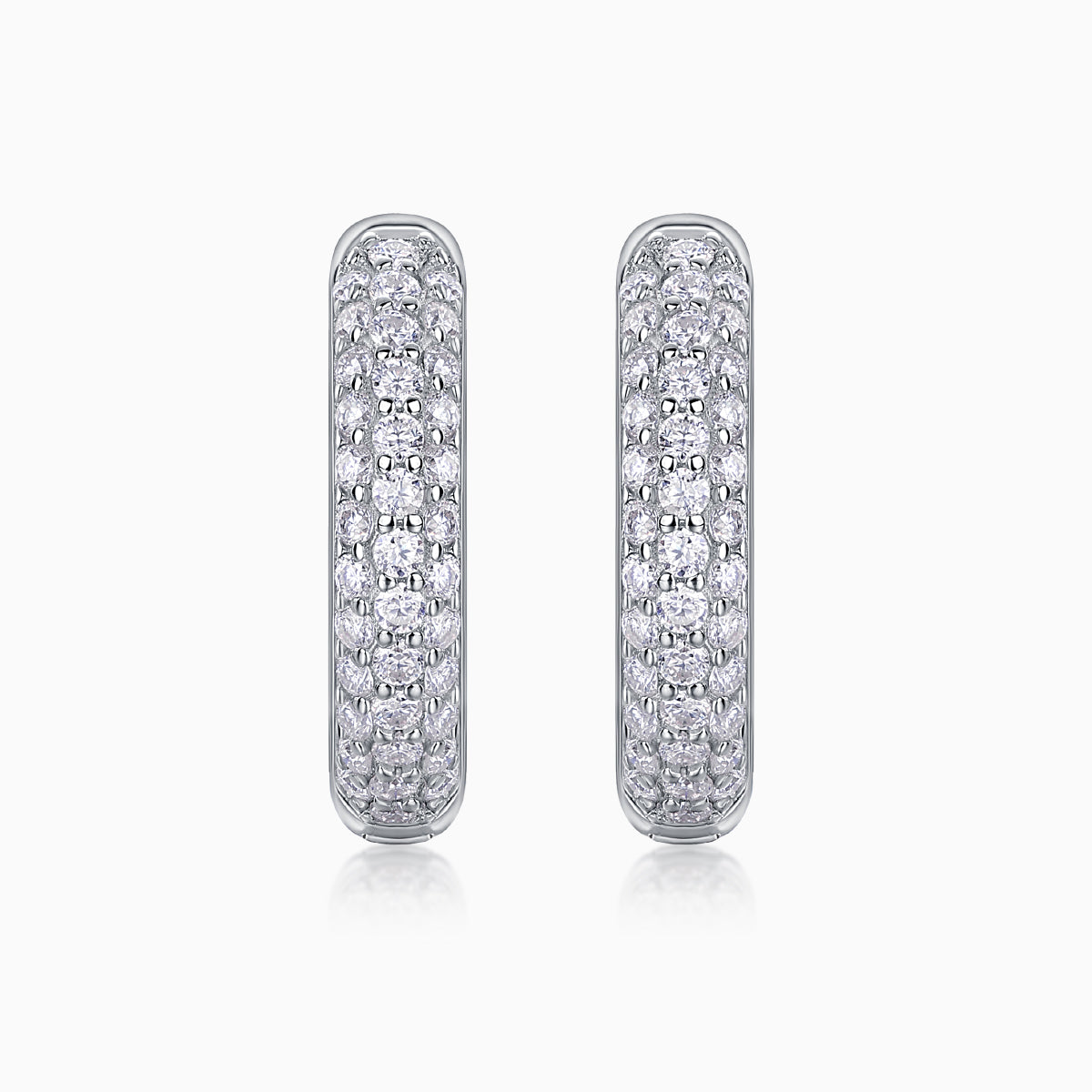 Three Row Moissanite Pave Hoop Earrings - Ceerom