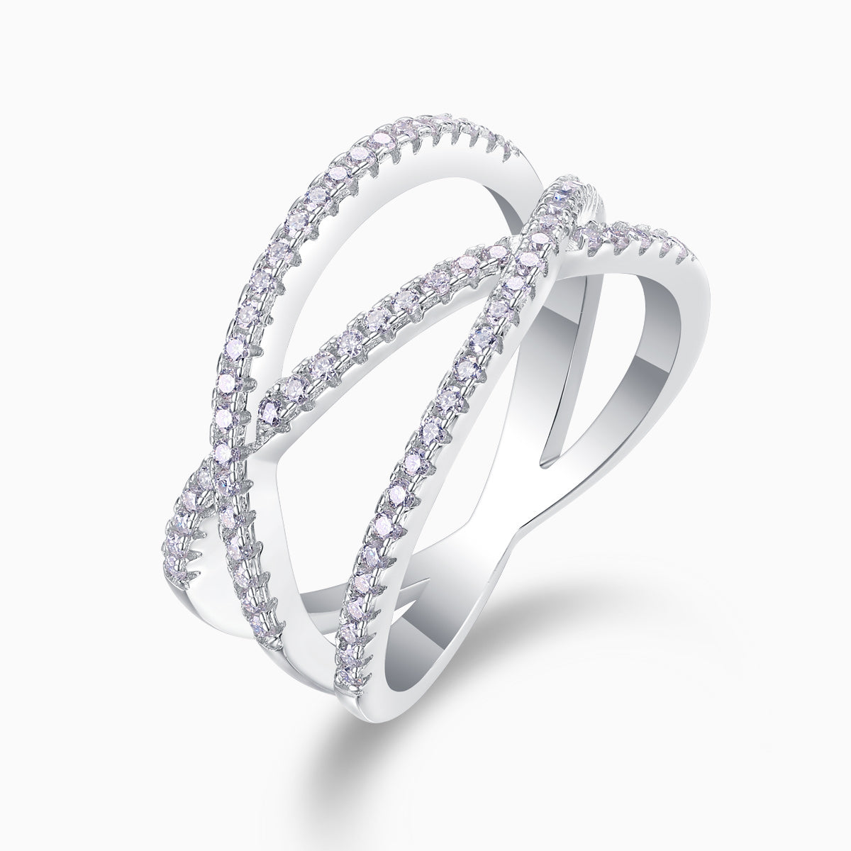 Moissanile Criss Cross Wide Band Ring - Ceerom