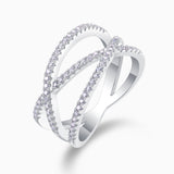 Moissanile Criss Cross Wide Band Ring