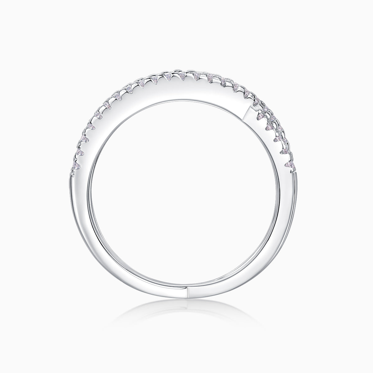 Moissanile Criss Cross Wide Band Ring - Ceerom