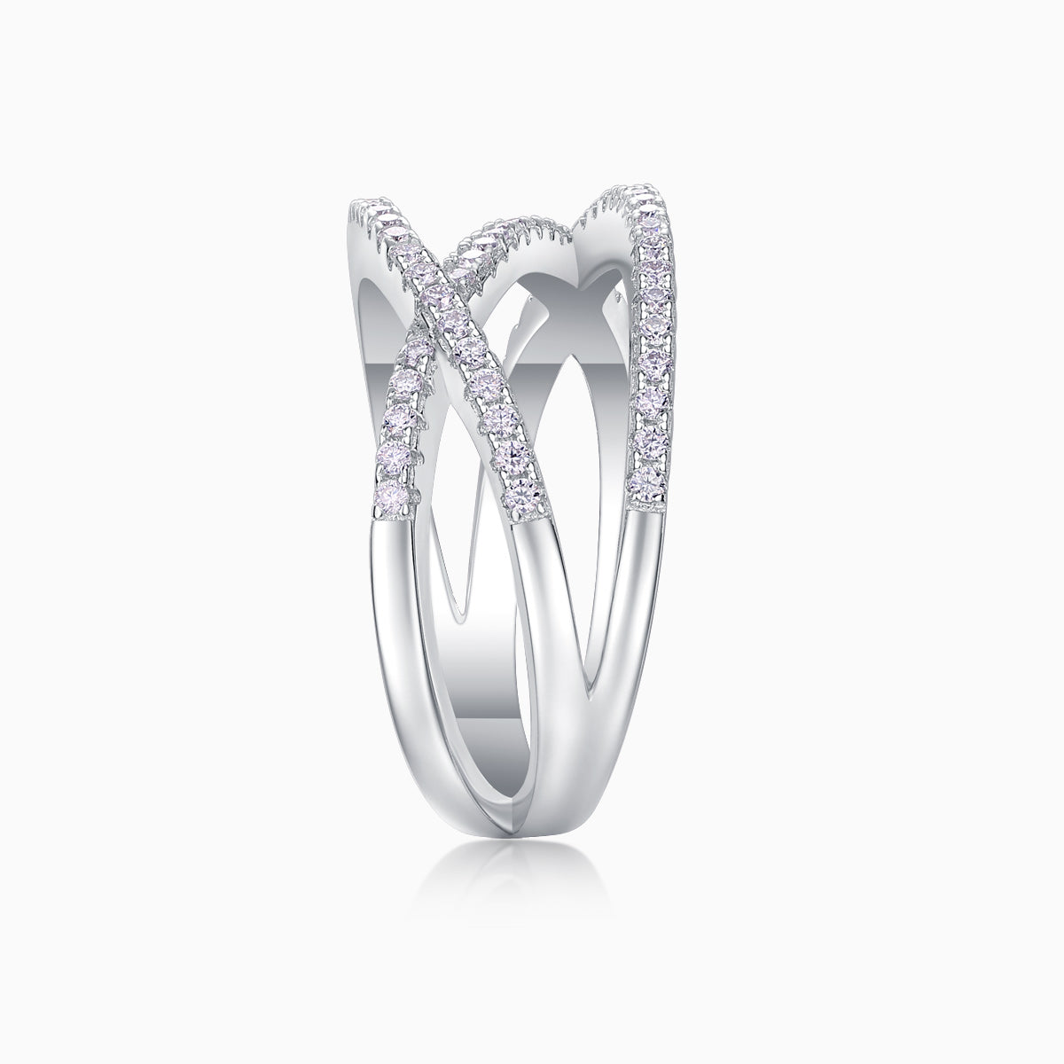 Moissanile Criss Cross Wide Band Ring - Ceerom