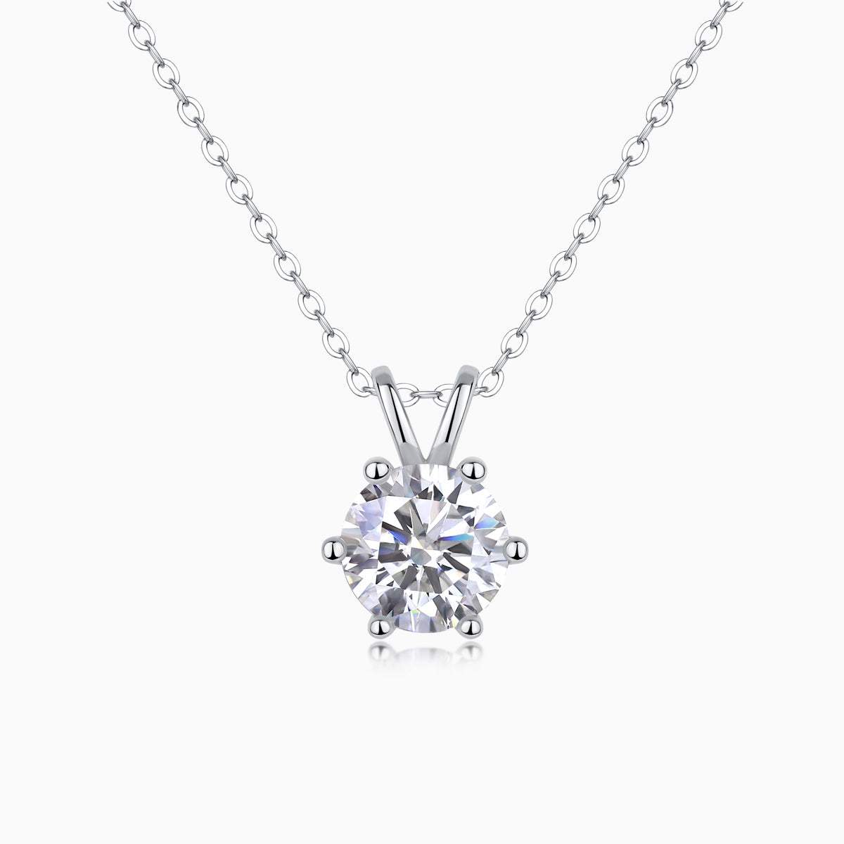 Round Cut Solitaire Pendant Necklace - Ceerom