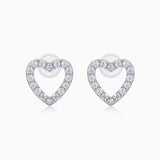 Moissanite Pave Set Heart Stud Earrings