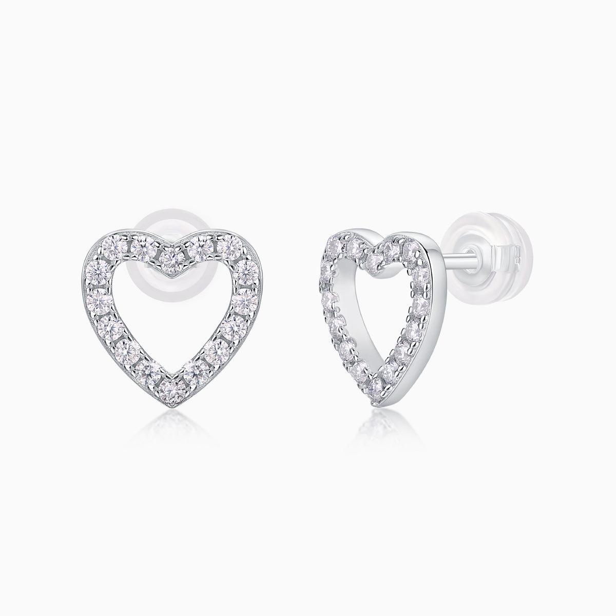 Moissanite Pave Set Heart Stud Earrings - Ceerom