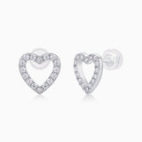 Moissanite Pave Set Heart Stud Earrings