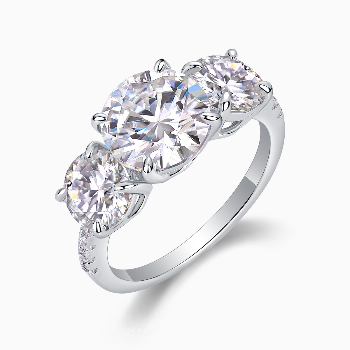 Three Round Moissanite Engagement Ring - Ceerom