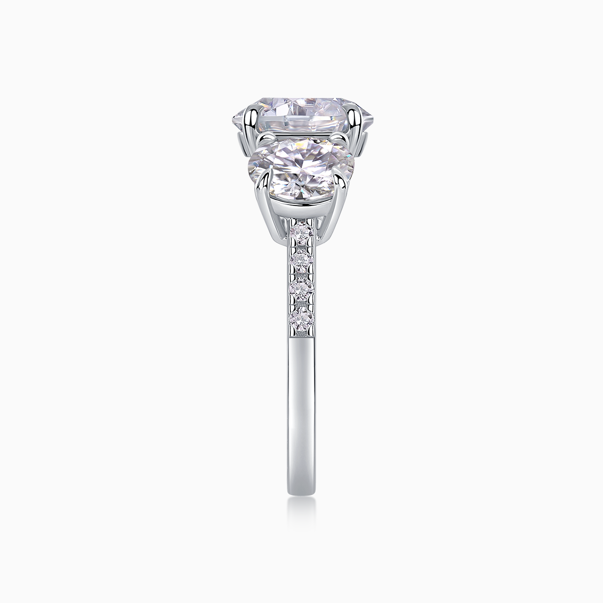 Three Round Moissanite Engagement Ring - Ceerom