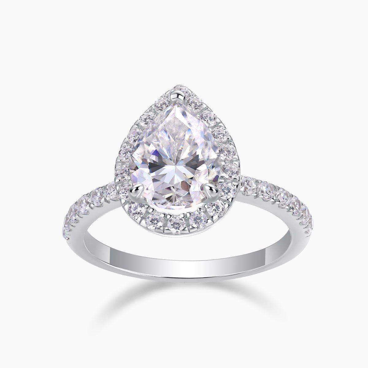 Halo Pear Shaped Moissanite Ring - Ceerom