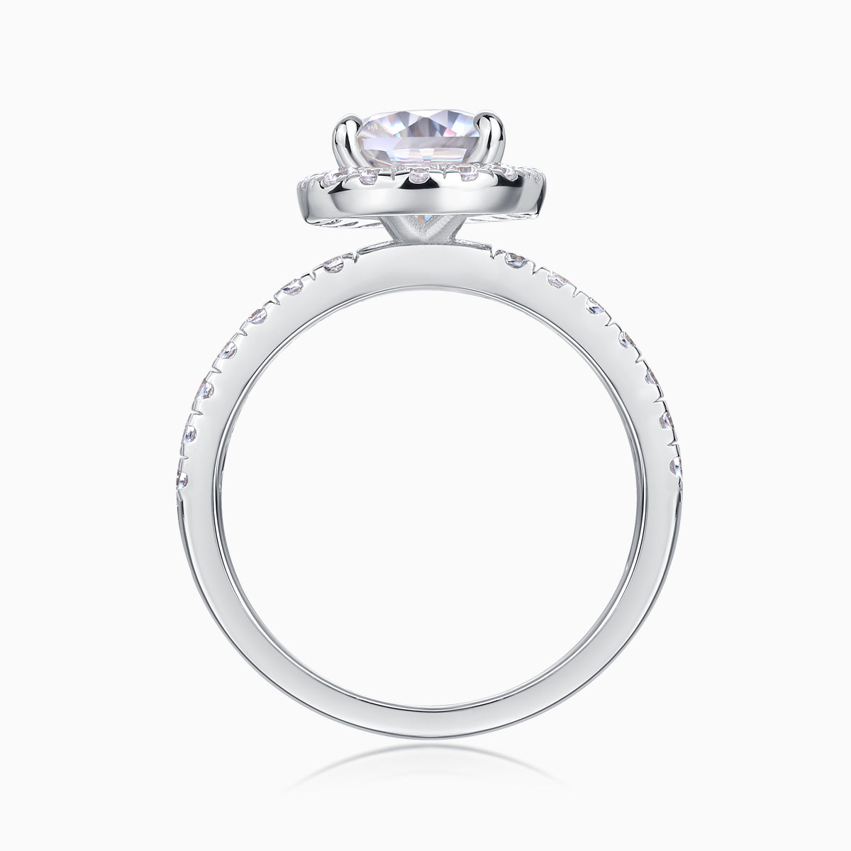Halo Pear Shaped Moissanite Ring - Ceerom
