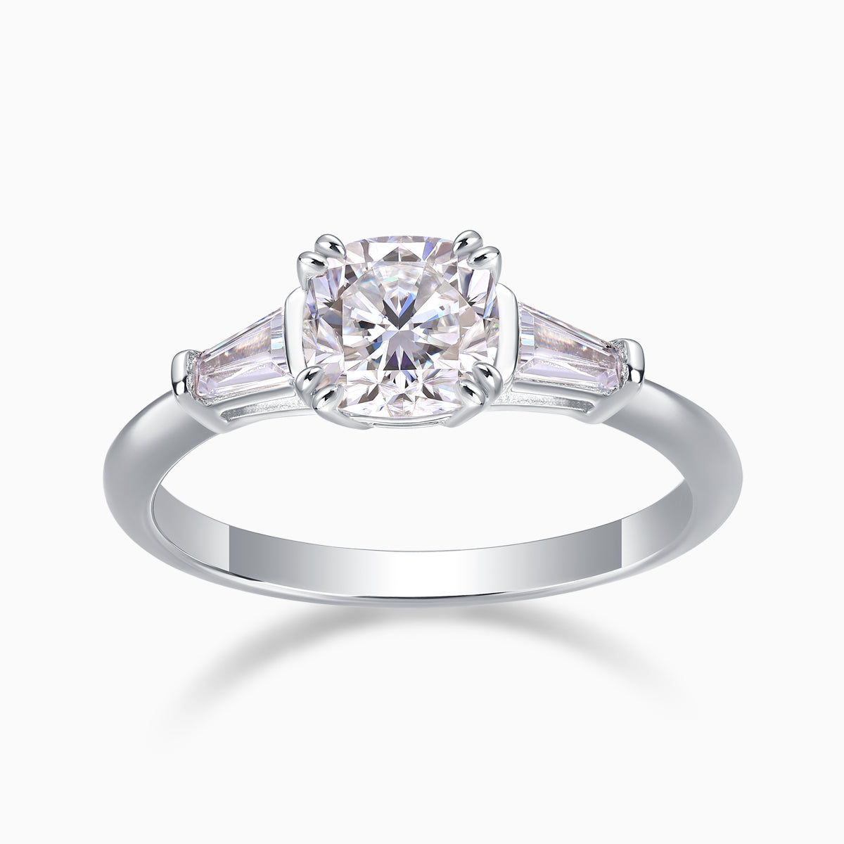 Three Stone Cushion Cut Engagement Ring - Ceerom