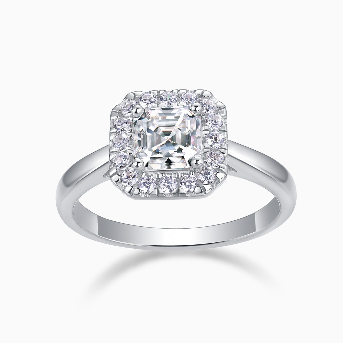 Asscher Cut Moissanite Halo Ring - Ceerom
