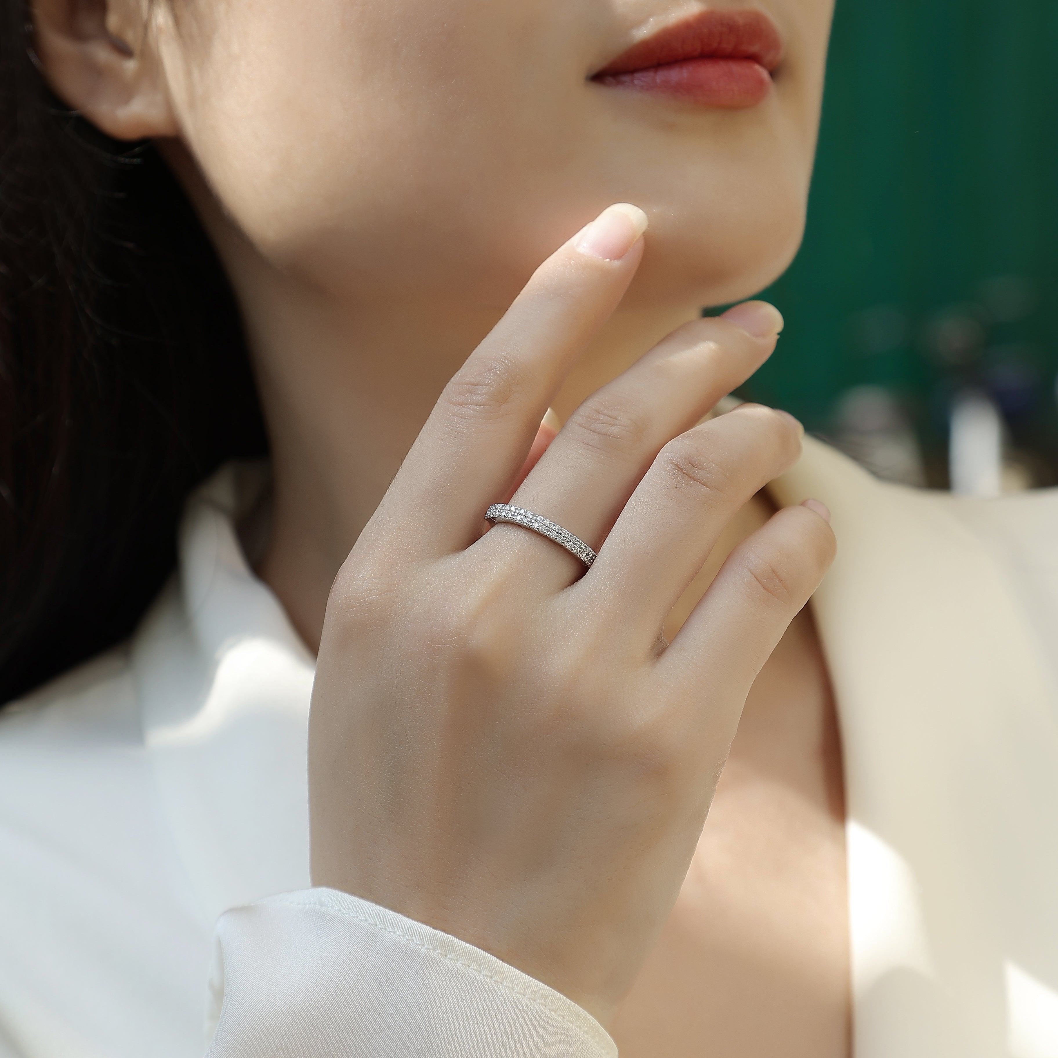 Half A Row of  Moissanite Band Ring - Ceerom