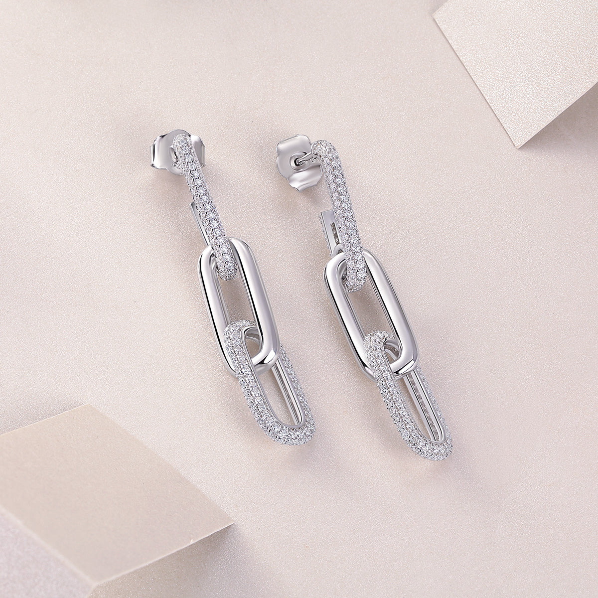 Moissanite Paperclip Link Earrings - Ceerom