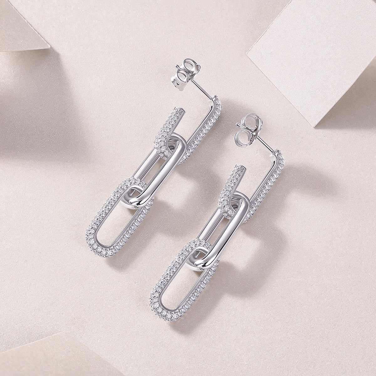 Moissanite Paperclip Link Earrings - Ceerom