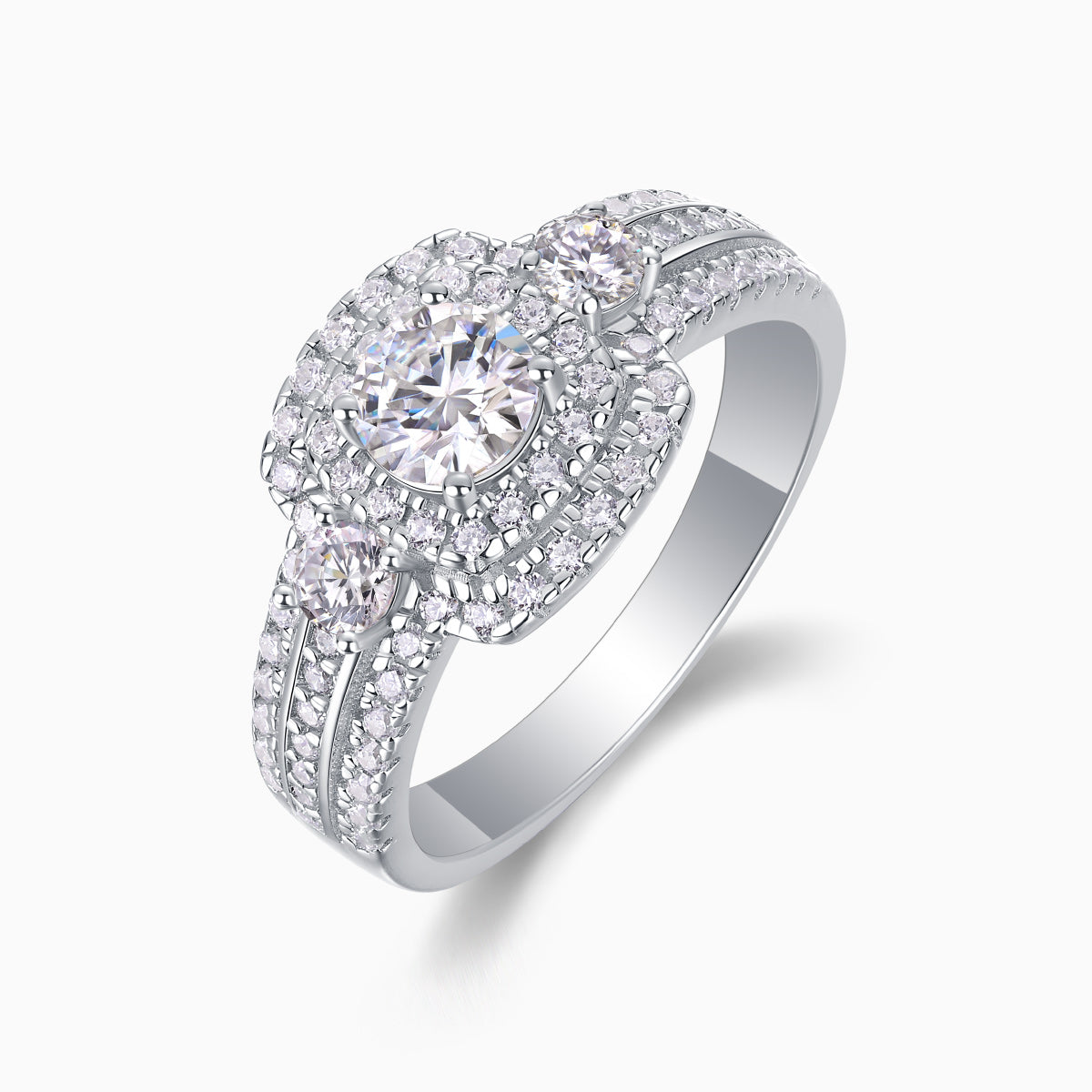 Halo Cushion Cut Pave Moissanite Ring - Ceerom