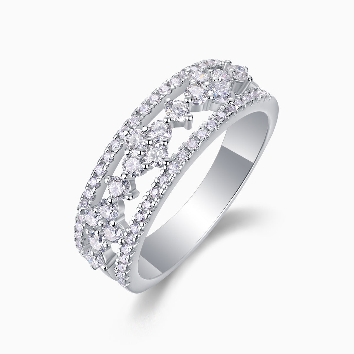 Half a Row Moissanite Wedding Band Ring - Ceerom