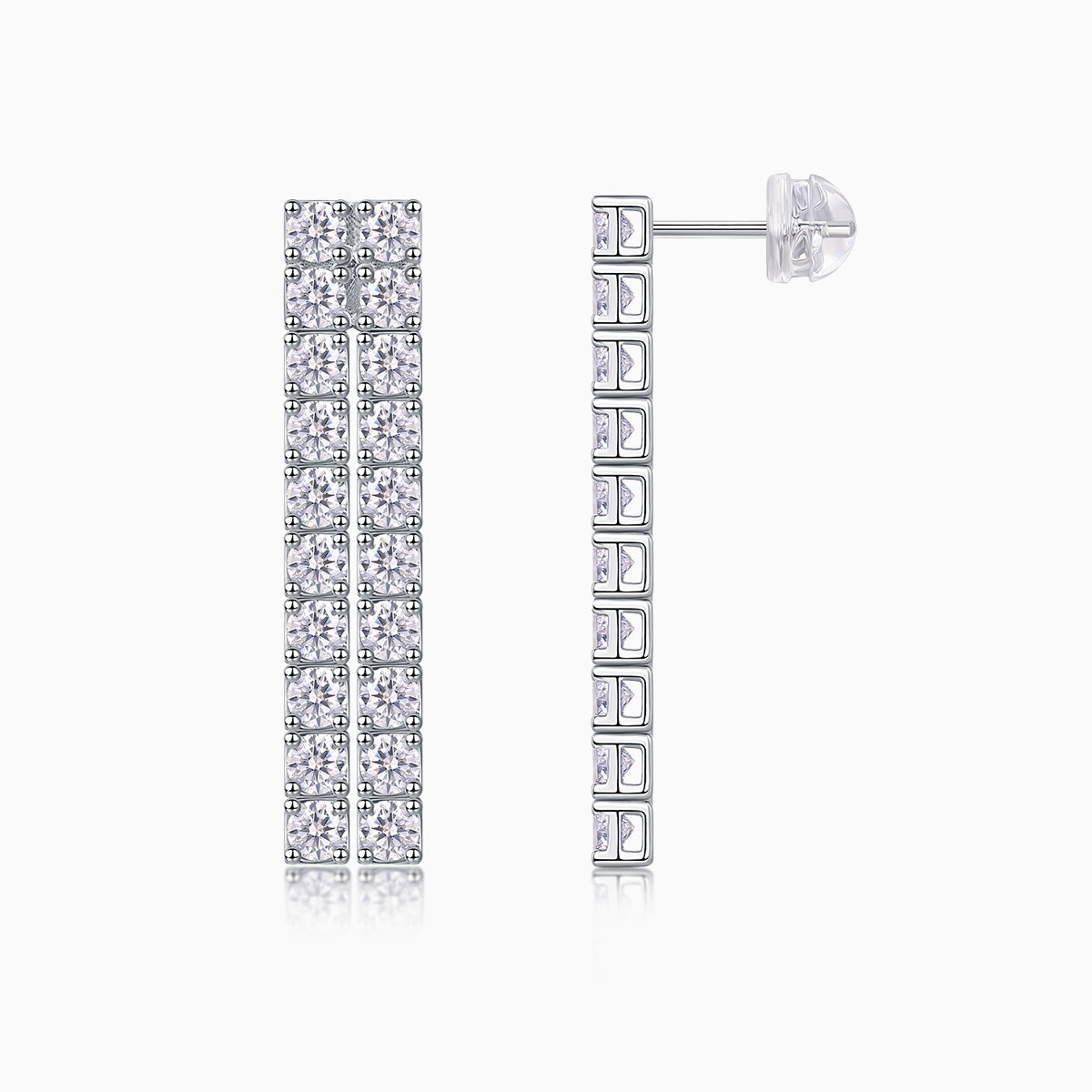 Double Row Long Tassel Moissanite Drop Earrings - Ceerom