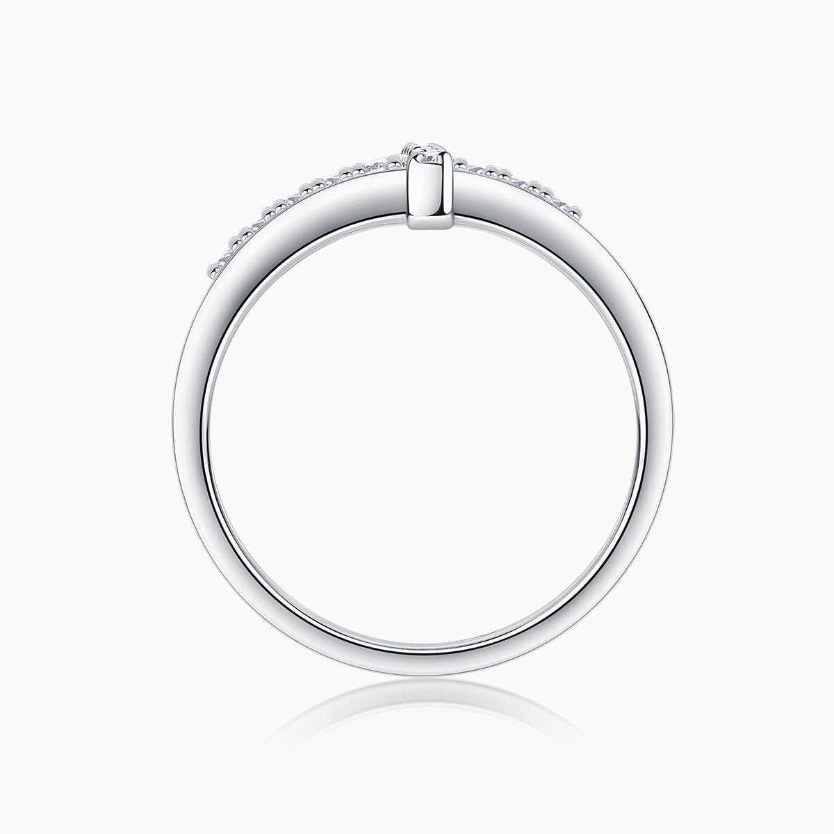 Moissanile Thin Cross Band Ring - Ceerom