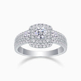 Halo Asscher Cut Pave Moissanite Ring