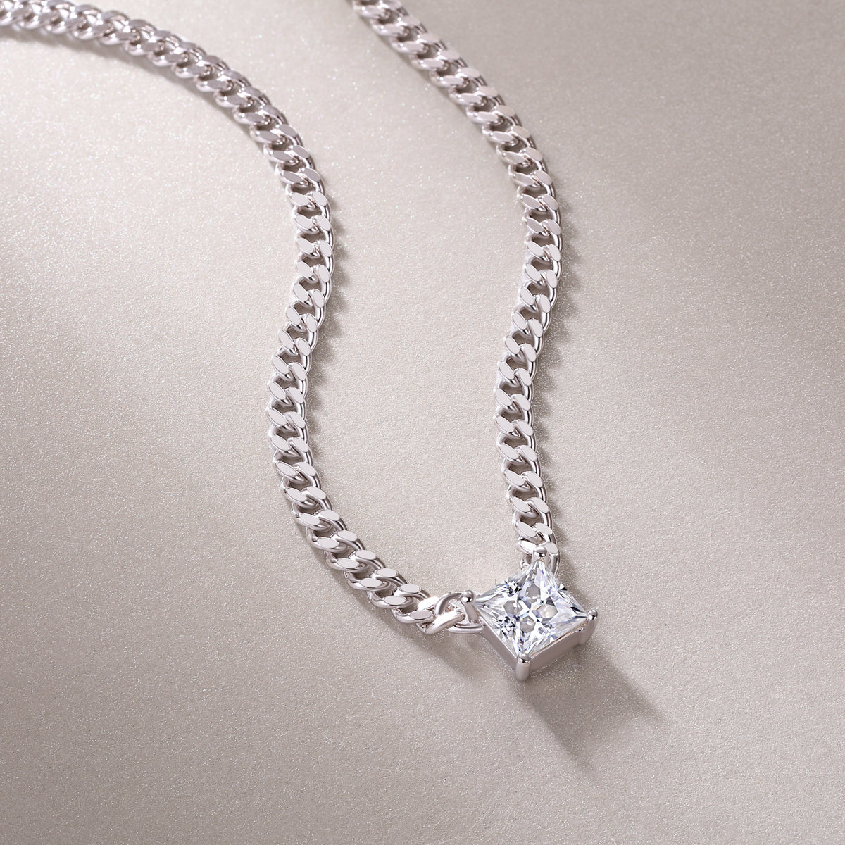 Princess Cut Moissanite Pendant Necklace - Ceerom