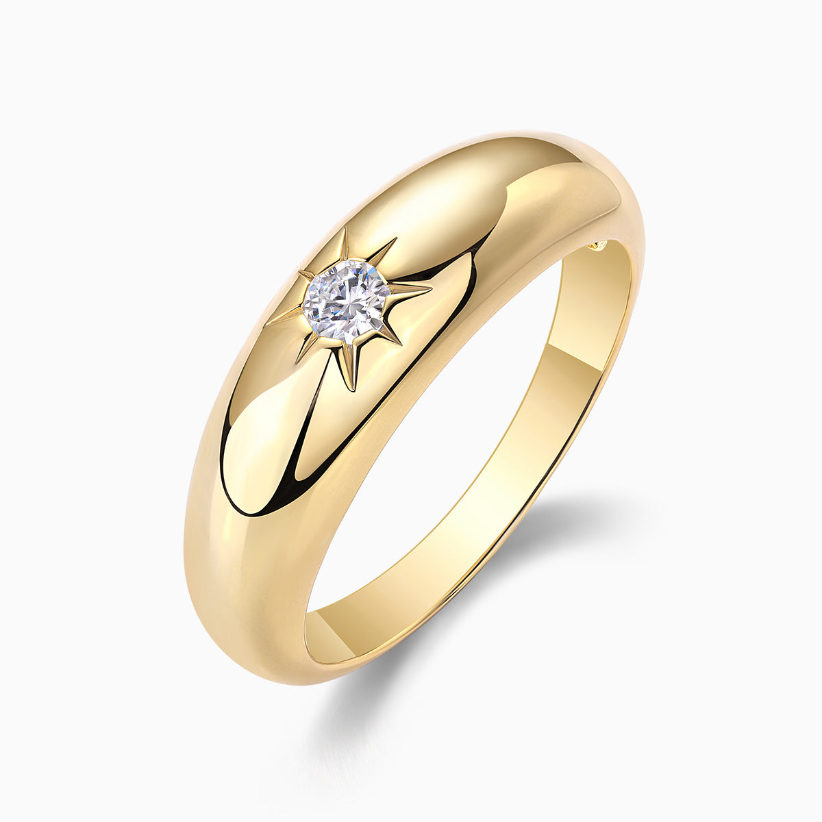 Solitaire Moissanite Thin Domed Ring - Ceerom