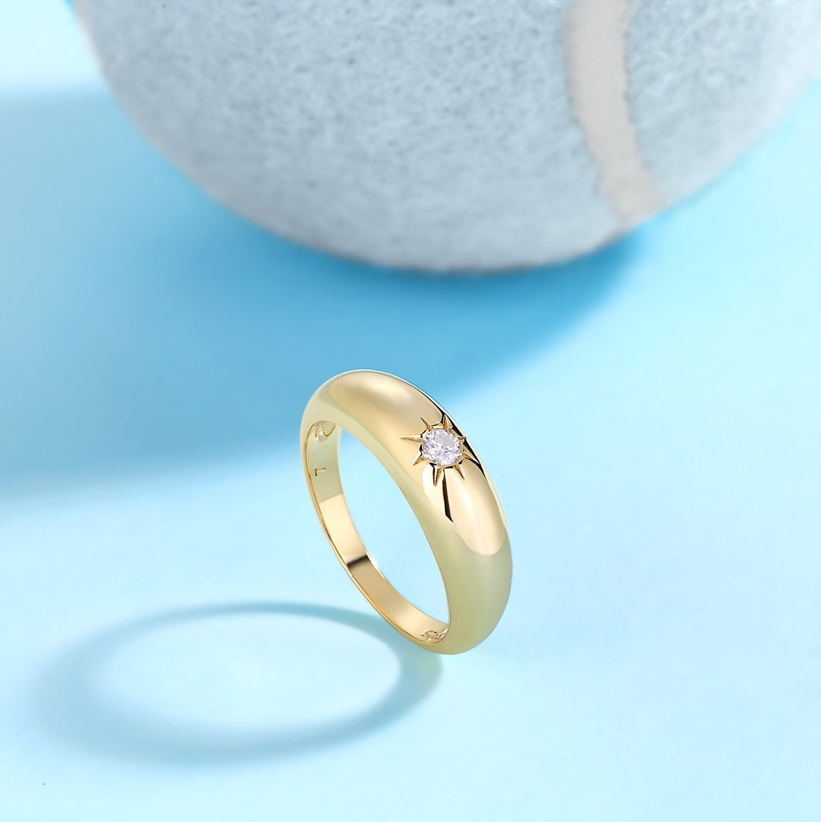 Solitaire Moissanite Thin Domed Ring - Ceerom